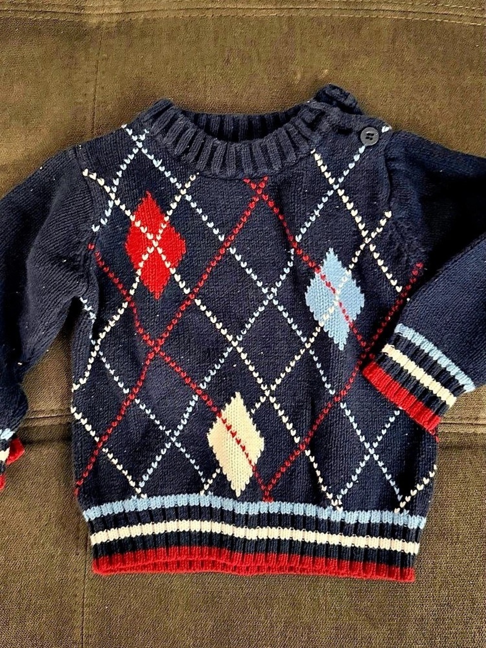 Ralph Lauren Kids Navy & Red Argyle Sweater